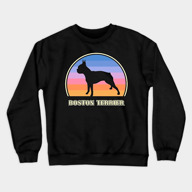 Boston Terrier Vintage Sunset Dog Crewneck Sweatshirt by millersye